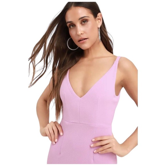 New Lulus Womens Medium Formal Cocktail Dress Sleeveless Maxi V Neck Lavender - Picture 15 of 16